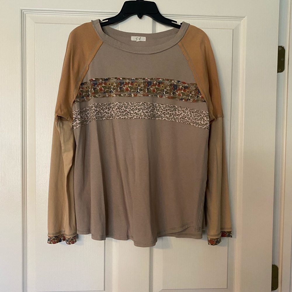 Women's Beige Long Sleeve Top